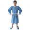 Disposable PP/SMS Lab Coat Cleanroom Garment Work Clothing White/Blue