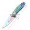 Blue peptide  Stainless Steel Outdoor Folding Pocket Survival Military Tactical Knife with Belt Clip