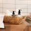 Direct selling water hyacinth grass woven tray Hand-Woven Wicker Baskets, Water Hyacinth Storage Baskets with Wooden Handles