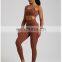 Wholesale Women Soft Breathable High Waist V Back Peach Hip Sports Leggings Shorts Thin Straps Bra Top 2 / 3 Piece Yoga Suit Set