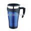 SS double wall 16oz travel mugs with handle