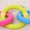 three colors ring shaped rubber squeaky pet dog chew toy