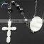 Stainless Steel Rosary Necklace with Charm Cross
