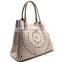 LASER-CUT PATTERN SAFFIANO TOTE SHOULDER BAG