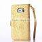 Luxury golden piriting leather filp case for samsung s6