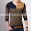 2015 mens winter contrast color v-neck tight pullover sweater