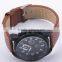 Leather strap black color wrist watch for man