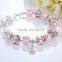 2016 fashion pink alloy glass bracelet
