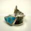 Larimar Cabochon Sterling Silver Jewelry, Designer Fashion Hammered Jewelry, Dominic Republic Blue Larimar Cabochon Ring