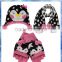 2014 hot selling girls penguin knitted cute scarf hat gloves sets