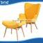 indoor french canvas chaise lounge chair with footrest