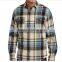 Mens quilted flannel shirt checked long sleeve winter shirt wholesale