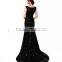 2016 New Summer Ltalian High Quality Long Black Evening Dress Elegant Ladies Sexy Floor-Length Long Black Evening Dress