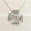 925 Sterling Silver Four Clover Double Bow Knot Removable Sister Alphabet Pendant