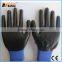 BSSAFETY Blue nylon knitted black nitrile coated zebra safety gloves for garden work