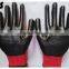 BSSAFETY Black Nitrile Coated Red Nylon Knitted Safety Gloves, Zebra Nitrile Hand Protection Work Gloves