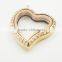 Fashion heart shape crystal rose gold plated stainless steel locket pendant