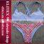2017 Newest reversible red stripes sexy print young girl swimsuit models CK360