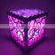 Wholesale Hot Sell Multi Color Light Cube Hollow Out LED PVC Plastic Table Light Use Battery For Bedroom Decorating