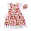 Summer hot sale flower girl dress boutique baby girl party dress with matching headband