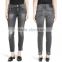 2017OEM garment manufacturer wholesale customized black slim women jeans