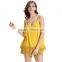 Sexy Summer Without Back Spaghetti Strap Crochet Cut Low Cotton Blends Back Slit Two Piece Set