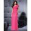 One shoulder chiffon material lady evening dress