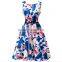 onen 2017 Europe style floral printed chiffon ladies summer dresses