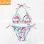 Low Moq Custom Sublimation Swimwear All Over Floral Print Lined Halter String Bikini