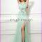 CE98 Attractive Sexy Low Open Back Split Front Halter Light Green Chiffon Evening Dress