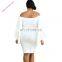 Fashion Women off Shoulder Plus Size Bodycon Bell Sleeve Dress