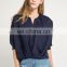 100% cotton batwing-sleeved blouse v neck women shirt