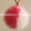 Fluffy and cute fox fur pom pom keychain for decoration