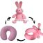 Brand LOGO Cute Pink Bunny Rabbit Plush Toy U Shape Pillow Microbeads 2 in 1 Switch Animal Travel Neck Rest Pillow