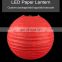Red led paper lantern (support custom package) round Chinese paper lantern with led light