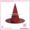 Costume halloween party favor witch hat dressed with purple ribbon and button