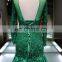 2016 long lace sleeve grass green mermaid ball gown evening dress