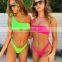 High Waist Sports Swimwear Bikini Neon Green Swimsuit Female Bathers One Shoulder Sexy Women Biquini Bathing Suit