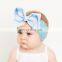 Girls Nylon Headband with Ribbon bow Baby Solid Stretchedable Headwear for 0-6T 18Colors