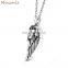 Angel wings stainless steel pet ashes pendant necklace jewelry