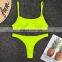 2019  Women Sexy Bikini Comfortable Tube Top Split Bikini  Body Shaped Luxury Fabric Fluorescent Solid