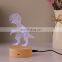 Hot Sale 3D Illusion wooden Base Night Light Table Desk Lamp