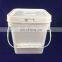 transparent plastic square bucket food grade with handle and lid