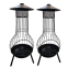 Large Metal Cylindrical Charcoal and Wood Burning Chiminea