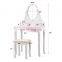 10 Led Lights Removable Top Organizer Multi-Functional Vanity Dressing Table Set with Makeup Mirror