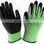 13 Gauge Fluorescent Green HPPE Nitrile Foam Palm Dipped ANSI A4 Cut Resistant Work Gloves