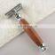 Men Customized Private Label Shaver Chrome Plated Red Sandalwood Handle Single Blades Shaving Safety Razor