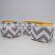 Padded Gray and White Chevron Zig Zag Pattern Cotton Fabric Container Organizer Bins