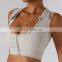 Yoga Tops With Built in Bra Custom Logo Sports Bra Front Zip Gym Yoga Fitness Bras Workout Cropped Top
