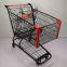 180L Asia 5 inch PU wheel Steel Shopping Trolley for Supermarket （surface : zinc and transparent powder coating）